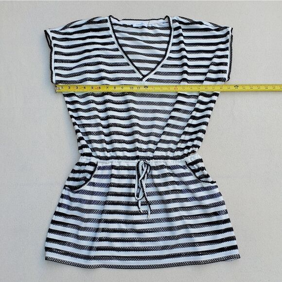 Calvin Klein black and white striped swim suit cover - Picture 3 of 13